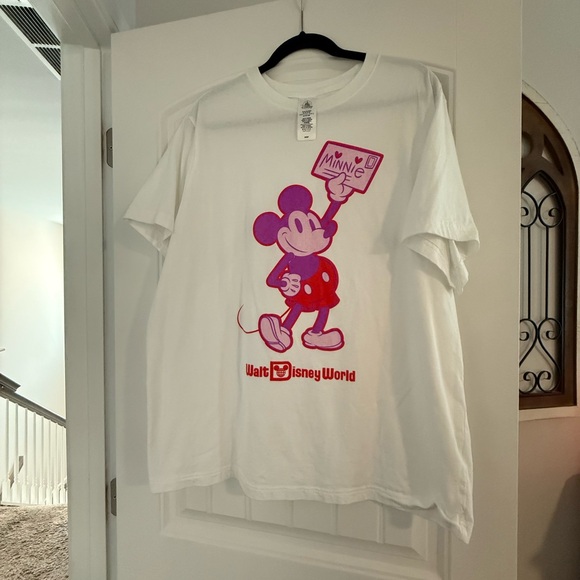 Walt Disney World Valentine’s Day White Tee with Vibrant Mickey Design - Picture 1 of 3